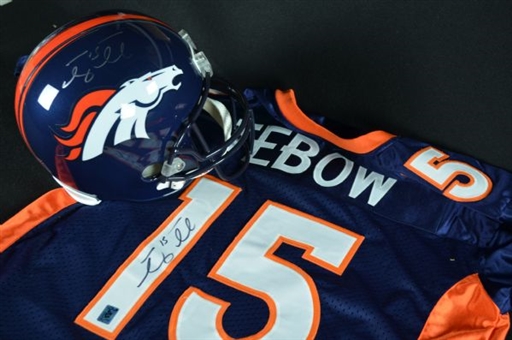 Tim Tebow Denver Broncos Signed Helmet and Jersey (2)